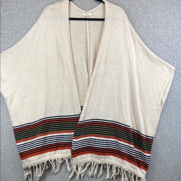 Easel duster kimono cardigan wrap M oversized southwest fringe boho cowgirl - Picture 1 of 9